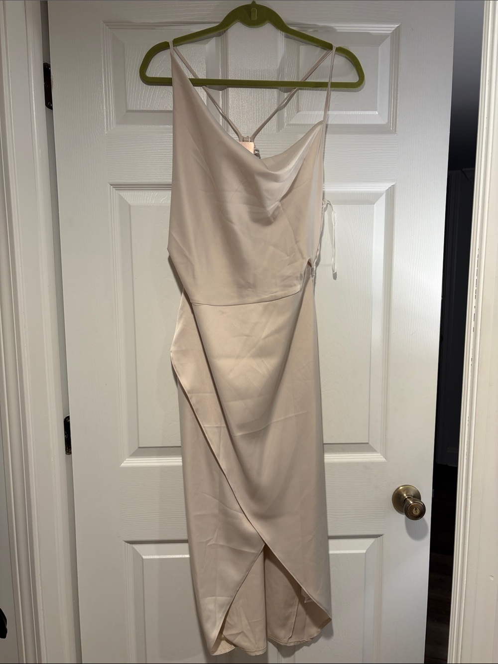 Missguided Nude Asymmetrical Cowl Slip Dress
